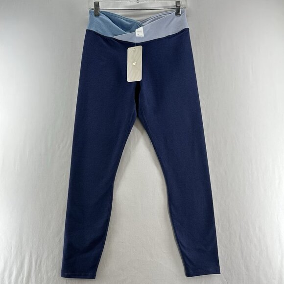 Fabletics Pants - Fabletics Winn II Colorblock Crossover V-Waist 7/8 Leggings Women M Blue Heather